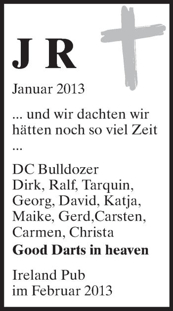 Traueranzeige von J R  von Echo-Zeitungen (Gesamtausgabe)