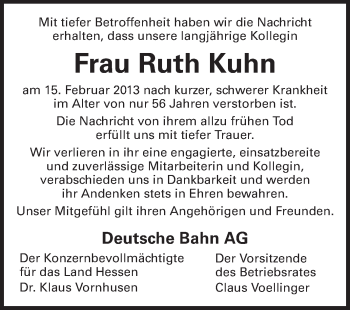 Traueranzeige von Ruth Kuhn von Rüsselsheimer Echo, Groß-Gerauer-Echo, Ried Echo