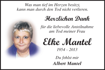 Traueranzeige von Elke Mantel von Echo-Zeitungen (Gesamtausgabe)
