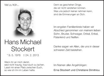 Traueranzeige von Hans Michael Stockert von Odenwälder Echo