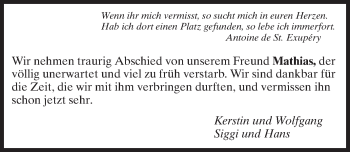 Traueranzeige von Mathias Richter von Echo-Zeitungen (Gesamtausgabe)