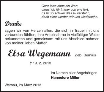 Traueranzeige von Elsa Wegemann von Odenwälder Echo