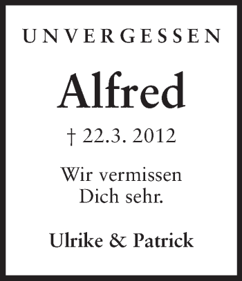Traueranzeige von Alfred Sipp von Echo-Zeitungen (Gesamtausgabe)