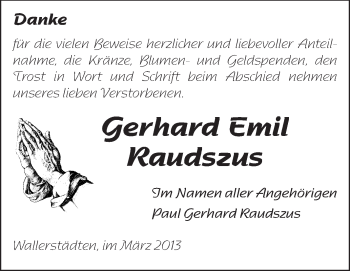 Traueranzeige von Gerhard Emil Raudszus von Rüsselsheimer Echo, Groß-Gerauer-Echo, Ried Echo