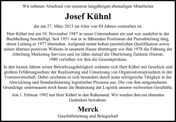 Traueranzeige von Josef Kühnl von Echo-Zeitungen (Gesamtausgabe)