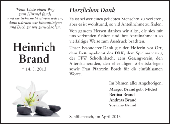 Traueranzeige von Margot Brand von Odenwälder Echo