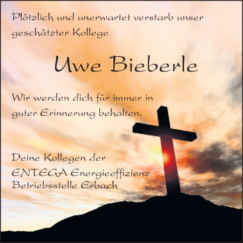 Traueranzeige von Uwe Bieberle von Odenwälder Echo