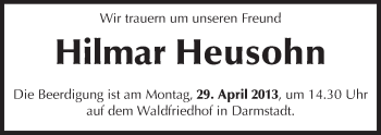 Traueranzeige von Hilmar Heusohn von Echo-Zeitungen (Gesamtausgabe)