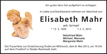 Traueranzeige von Elisabeth Mahr von Echo-Zeitungen (Gesamtausgabe)