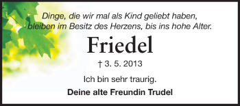 Traueranzeige von Elfriede Friedrich von Rüsselsheimer Echo, Groß-Gerauer-Echo, Ried Echo
