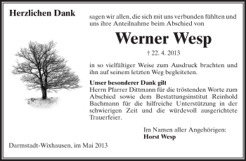 Traueranzeige von Werner Wesp von Echo-Zeitungen (Gesamtausgabe)