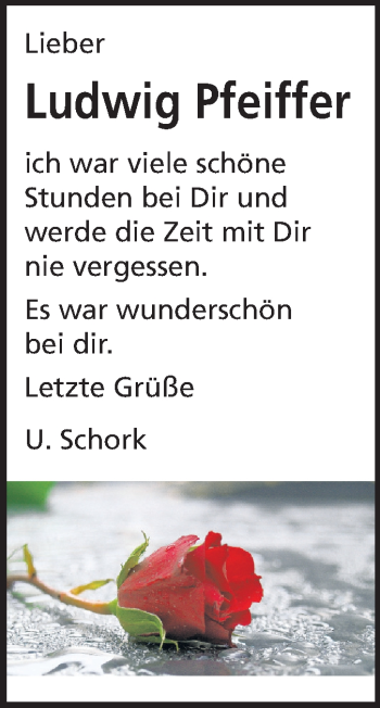 Traueranzeige von Ludwig Pfeiffer von Odenwälder Echo