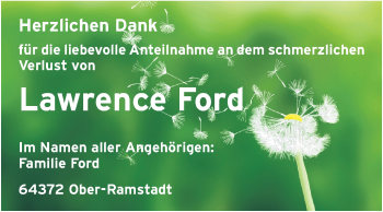 Traueranzeige von Lawrence Ford von Echo-Zeitungen (Gesamtausgabe)