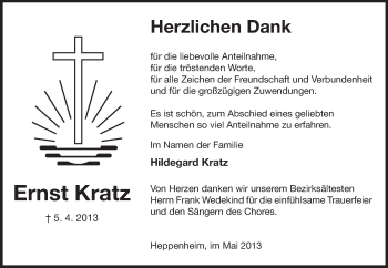 Traueranzeige von Ernst Kratz von Starkenburger Echo