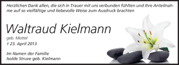 Traueranzeige von Waltraud Kielmann von Echo-Zeitungen (Gesamtausgabe)