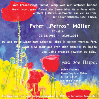 Traueranzeige von Peter Müller von Echo-Zeitungen (Gesamtausgabe)