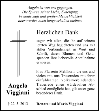 Traueranzeige von Angelo Viggiani von Rüsselsheimer Echo, Groß-Gerauer-Echo, Ried Echo