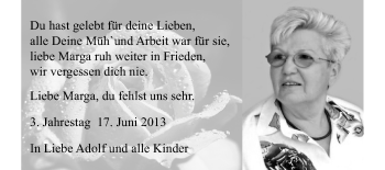 Traueranzeige von Marga  von Starkenburger Echo