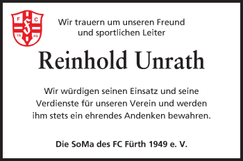Traueranzeige von Unrath Reinhold von Starkenburger Echo