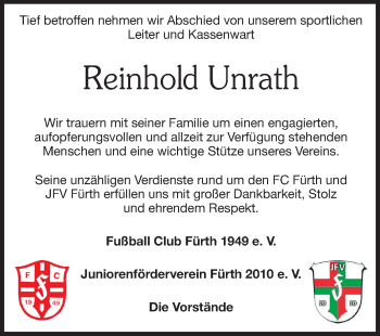 Traueranzeige von Reinhold Unrath von Starkenburger Echo