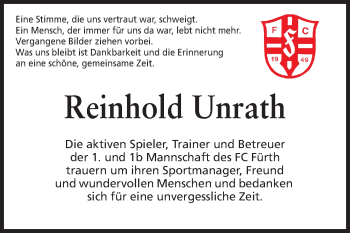 Traueranzeige von Reinhold Unrath von Starkenburger Echo