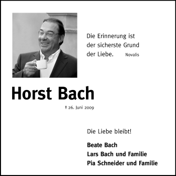 Traueranzeige von Horst Bach von Echo-Zeitungen (Gesamtausgabe)