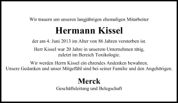 Traueranzeige von Hermann Kissel von Echo-Zeitungen (Gesamtausgabe)