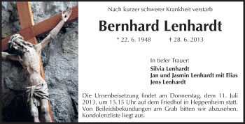 Traueranzeige von Bernhard Lenhardt von Starkenburger Echo