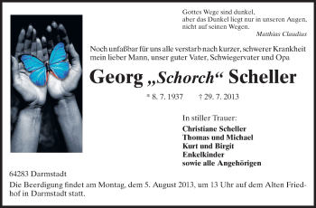 Traueranzeige von Georg Scheller von Echo-Zeitungen (Gesamtausgabe)