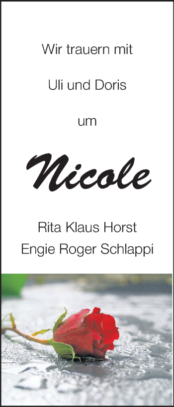 Traueranzeige von Nicole Rabanus von Echo-Zeitungen (Gesamtausgabe)