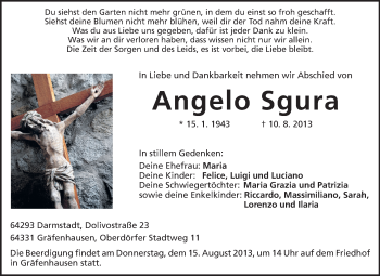 Traueranzeige von Angelo Sgura von Echo-Zeitungen (Gesamtausgabe)