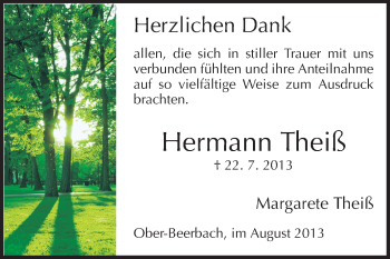 Traueranzeige von Hermann Theiß von Echo-Zeitungen (Gesamtausgabe)