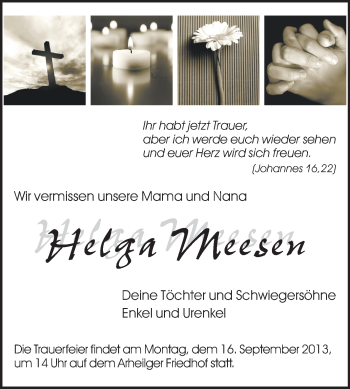 Traueranzeige von Helga Meesen von Echo-Zeitungen (Gesamtausgabe)