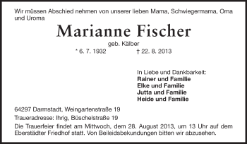 Traueranzeige von Marianne Fischer  von Echo-Zeitungen (Gesamtausgabe)