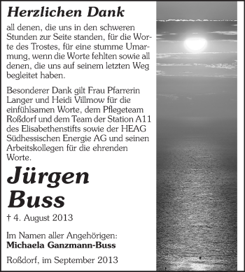 Traueranzeige von Jürgen Buss von Echo-Zeitungen (Gesamtausgabe)