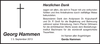 Traueranzeige von Georg Hammen von Echo-Zeitungen (Gesamtausgabe)