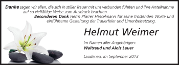 Traueranzeige von Helmut Weimer von Echo-Zeitungen (Gesamtausgabe)