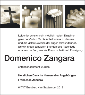 Traueranzeige von Domenico Zangara von Odenwälder Echo