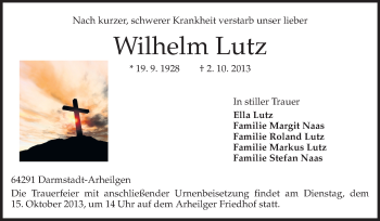 Traueranzeige von Wilhelm Lutz von Echo-Zeitungen (Gesamtausgabe)