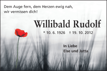 Traueranzeige von Willibald Rudolf von Odenwälder Echo