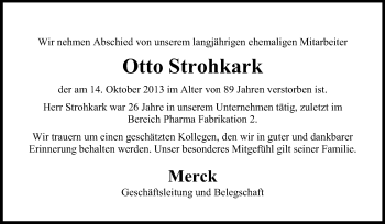 Traueranzeige von Otto Strohkark von Echo-Zeitungen (Gesamtausgabe)