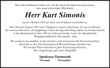 Traueranzeige von Kurt Simonis von Echo-Zeitungen (Gesamtausgabe)