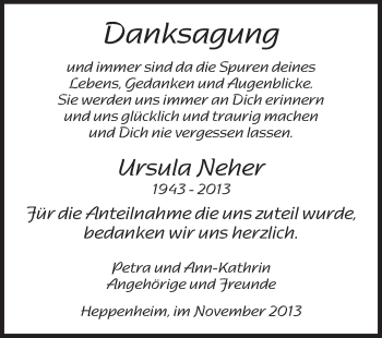Traueranzeige von Ursula Neher von Starkenburger Echo