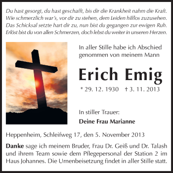 Traueranzeige von Erich Emig von Starkenburger Echo