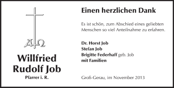 Traueranzeige von Willfried Rudolf Job von Rüsselsheimer Echo, Groß-Gerauer-Echo, Ried Echo