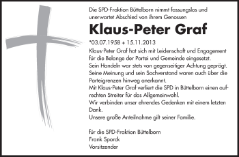 Traueranzeige von Klaus-Peter Graf von Rüsselsheimer Echo, Groß-Gerauer-Echo, Ried Echo