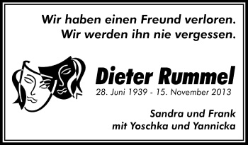 Traueranzeige von Dieter Rummel von Echo-Zeitungen (Gesamtausgabe)