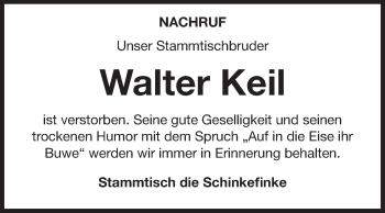 Traueranzeige von Walter Keil von Odenwälder Echo
