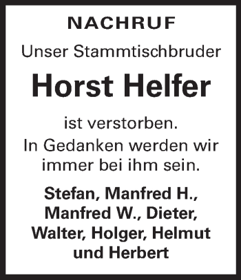 Traueranzeige von Horst Helfert von Odenwälder Echo