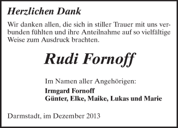 Traueranzeige von Rudi Fornoff von Echo-Zeitungen (Gesamtausgabe)